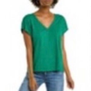 Michael Stars Green V-Neck Short Sleeve Tee